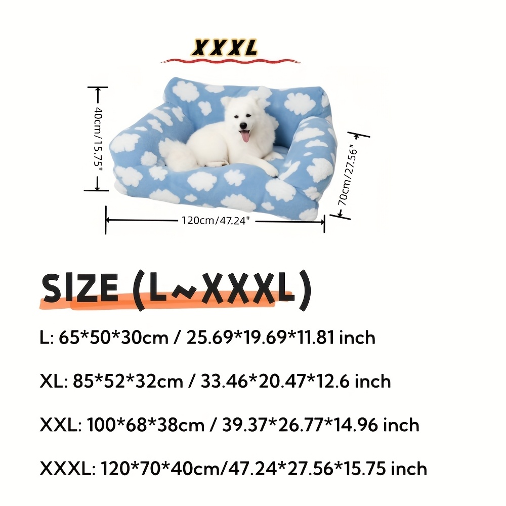cozy cloud pattern pet sofa bed for dogs cats large   soft warm detachable cover ideal for indoor outdoor use   sofa bed   design durable polyester cover pet beds Product details 0