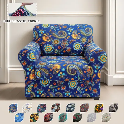 armchair 1 set of 2pcs printed sofa slipcover with seat cushion cover washable couch slipcover floral pattern stretch printed armchair slipcover separate couch cushion covers washable furniture protector for dogs