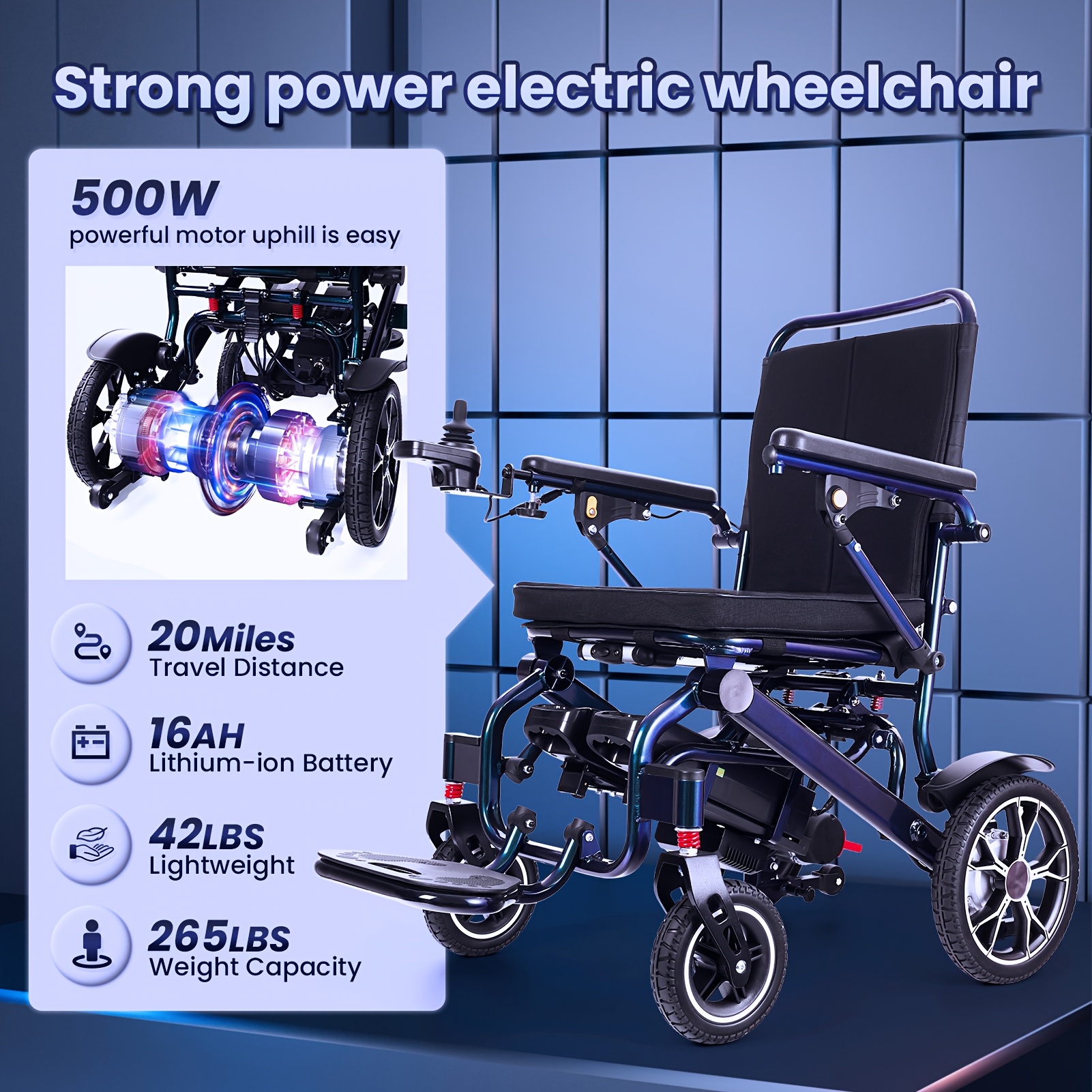 2025 new upgrade electric wheelchair for adults   lumbar   wheelchairs lightweight foldable motorized wheel chairs for seniors airline approved 18 5 wide seat Product details 0