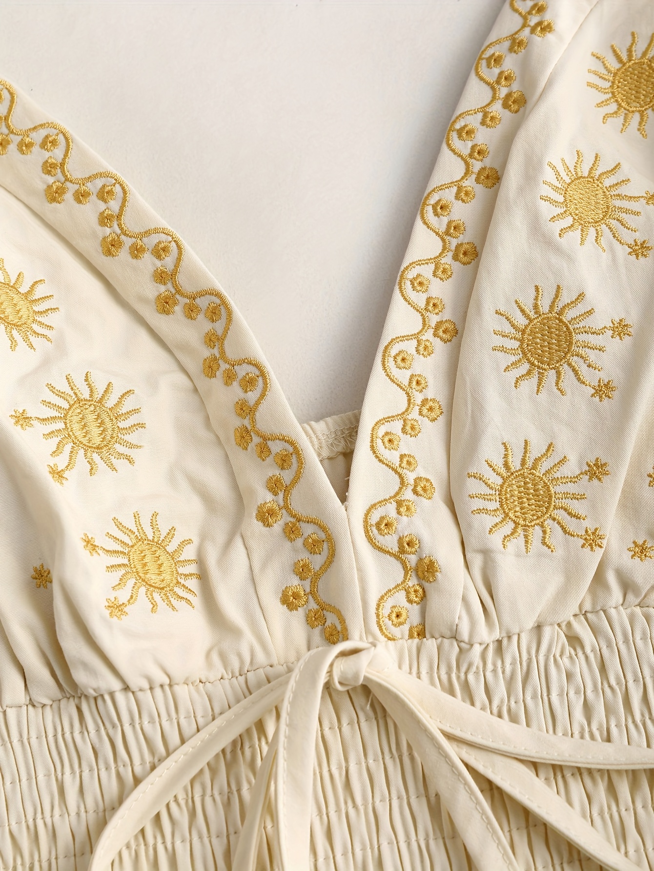 ethnic flower embroidered spaghetti strap dress a - Temu Belgium