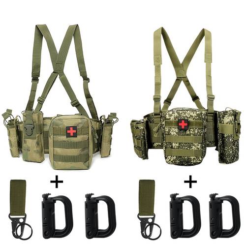 9pcs outdoor concealed shooting detachable gear set belt pouch with snap button increases capacity and mounting area