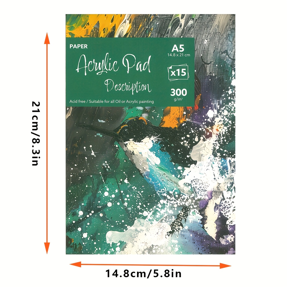 TEMU Format Grand Format Reliure Parfaite, Carnet de Peinture à l'Huile, Carnet de Peinture Acrylique - Format A5, Couverture Épaisse de Haute