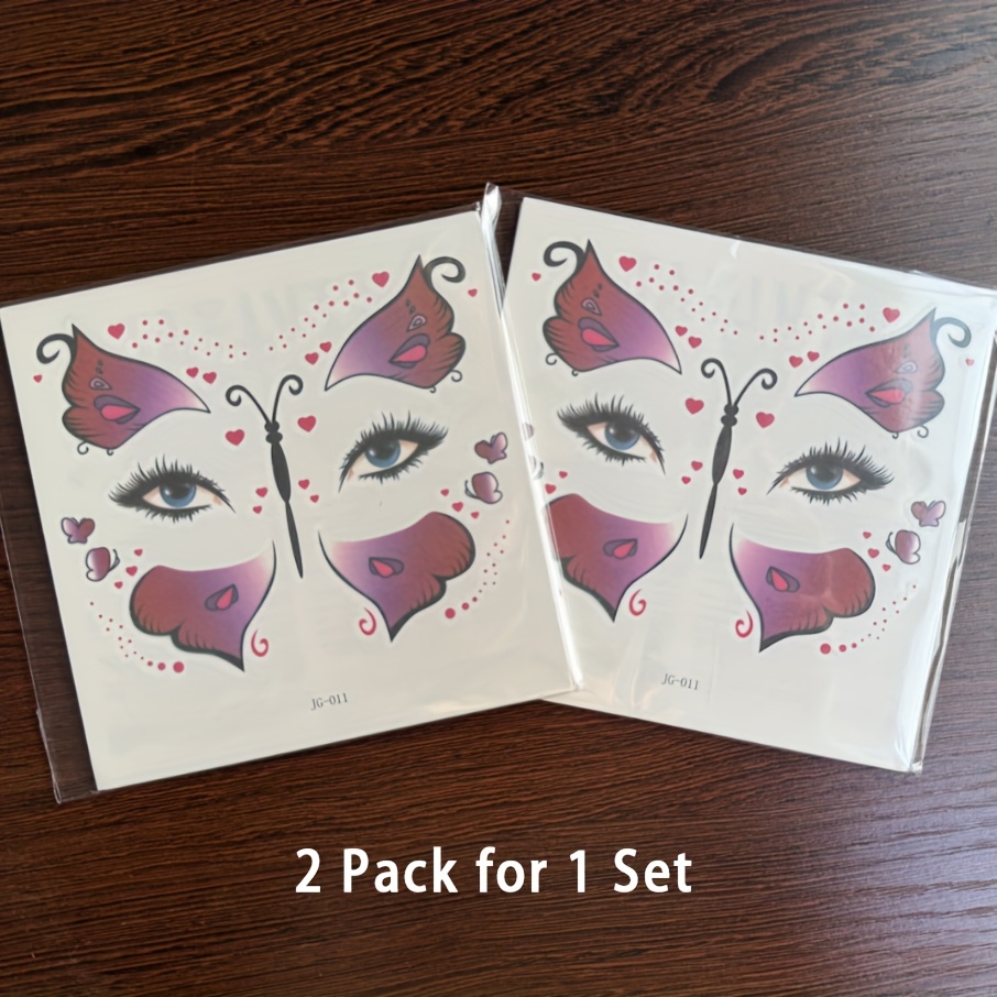 TEMU 2 Pack Of 10 Sheets Animal Temporary Face Tattoo Sticker Set For Kids Adults, Water Transfer Panda Deer Giraffe Festival Body Paint Makeup Decoration Stickers For Halloween