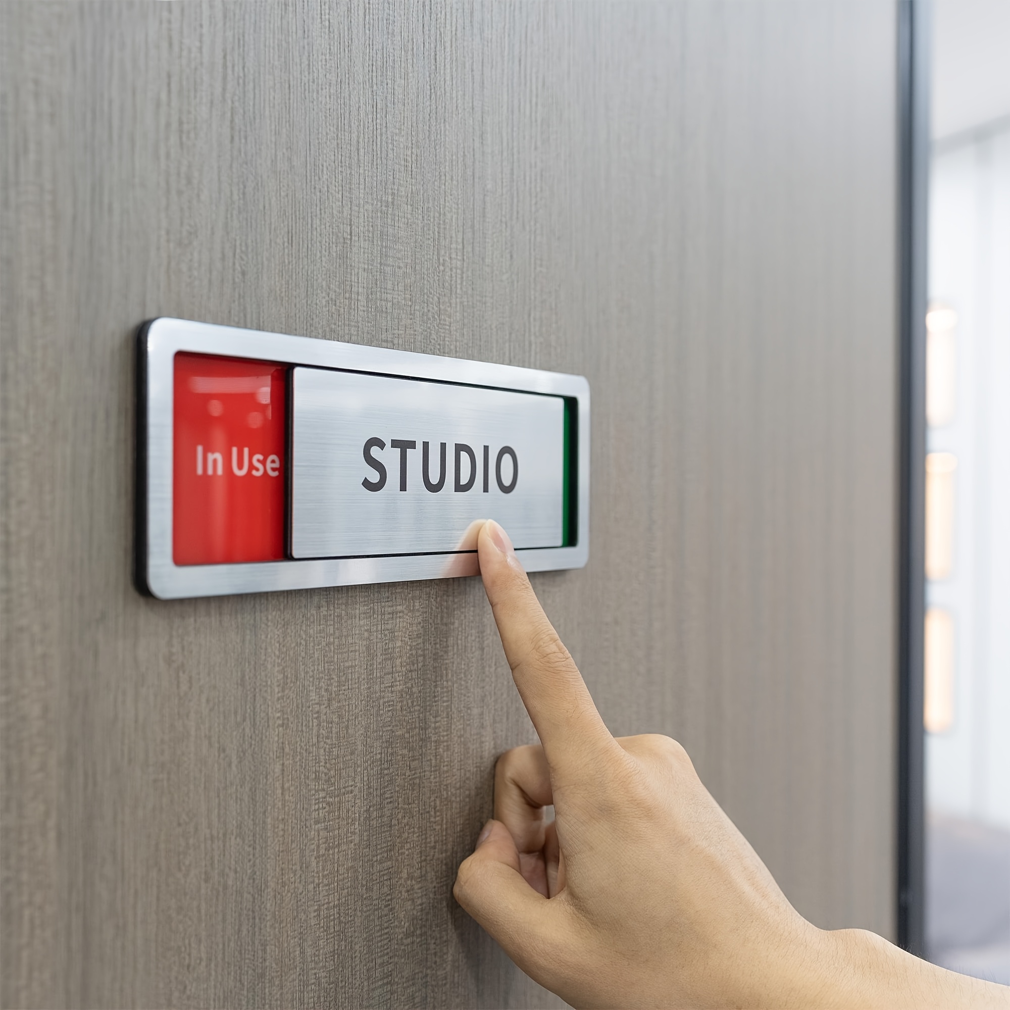   door sign with slider do not disturb privacy   in use   acrylic sliding indicator for business   brushed silvery 8 x 2 6