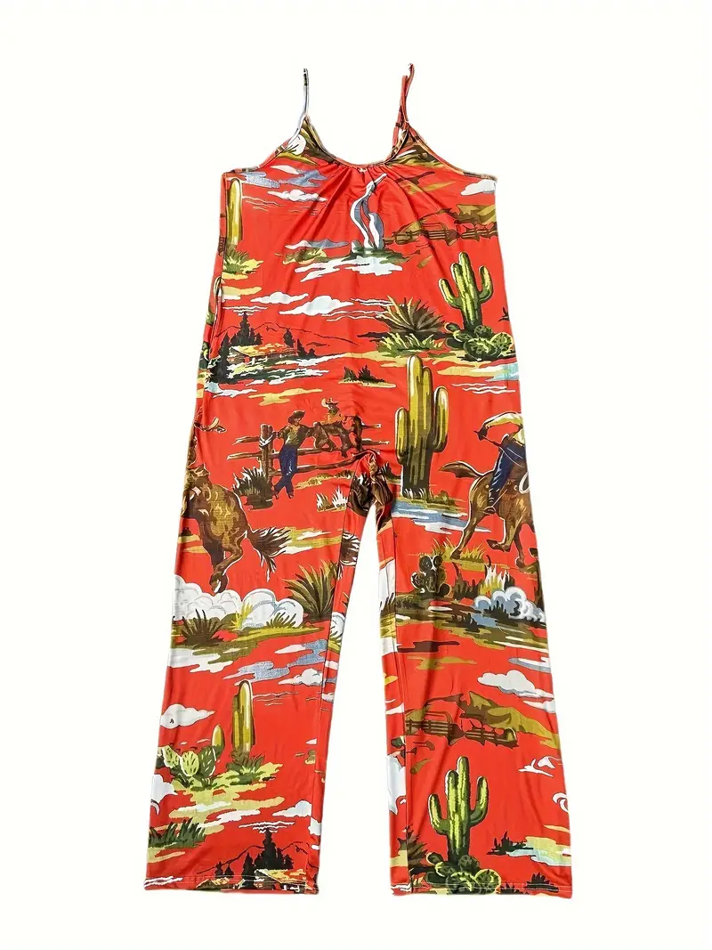 Summer Print Double Strap Women's Jumpsuit Summer Print Double Strap Women's Jumpsuit
