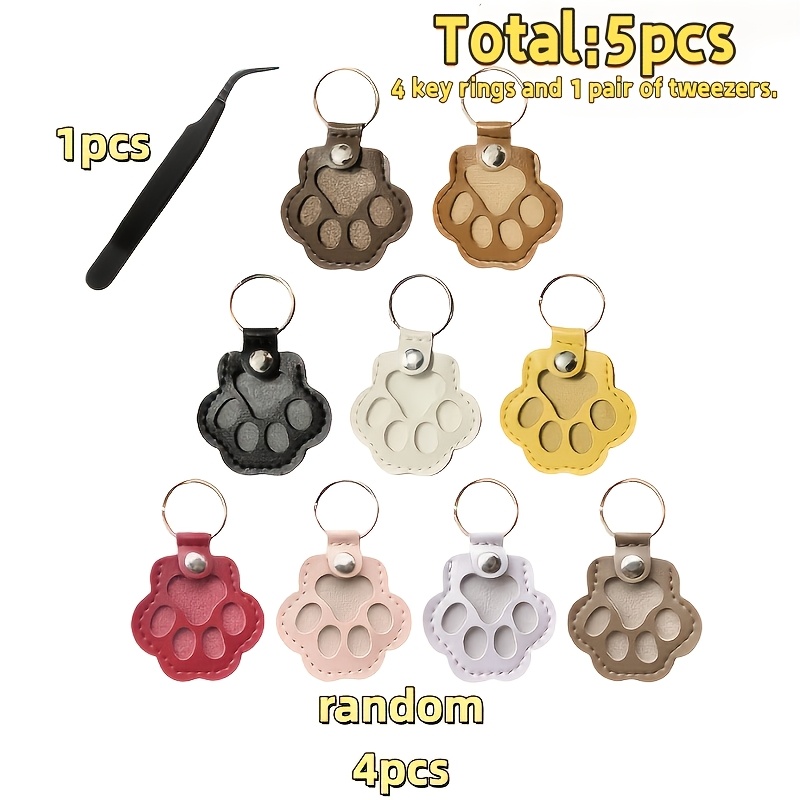 E-shop 5er-Pack Haarsammler-Schlüsselanhänger für Haustiere (Enthält 4 Schlüsselanhänger in zufälligen Farben und 1 Pinzette) Katzenpfoten-Form Charm