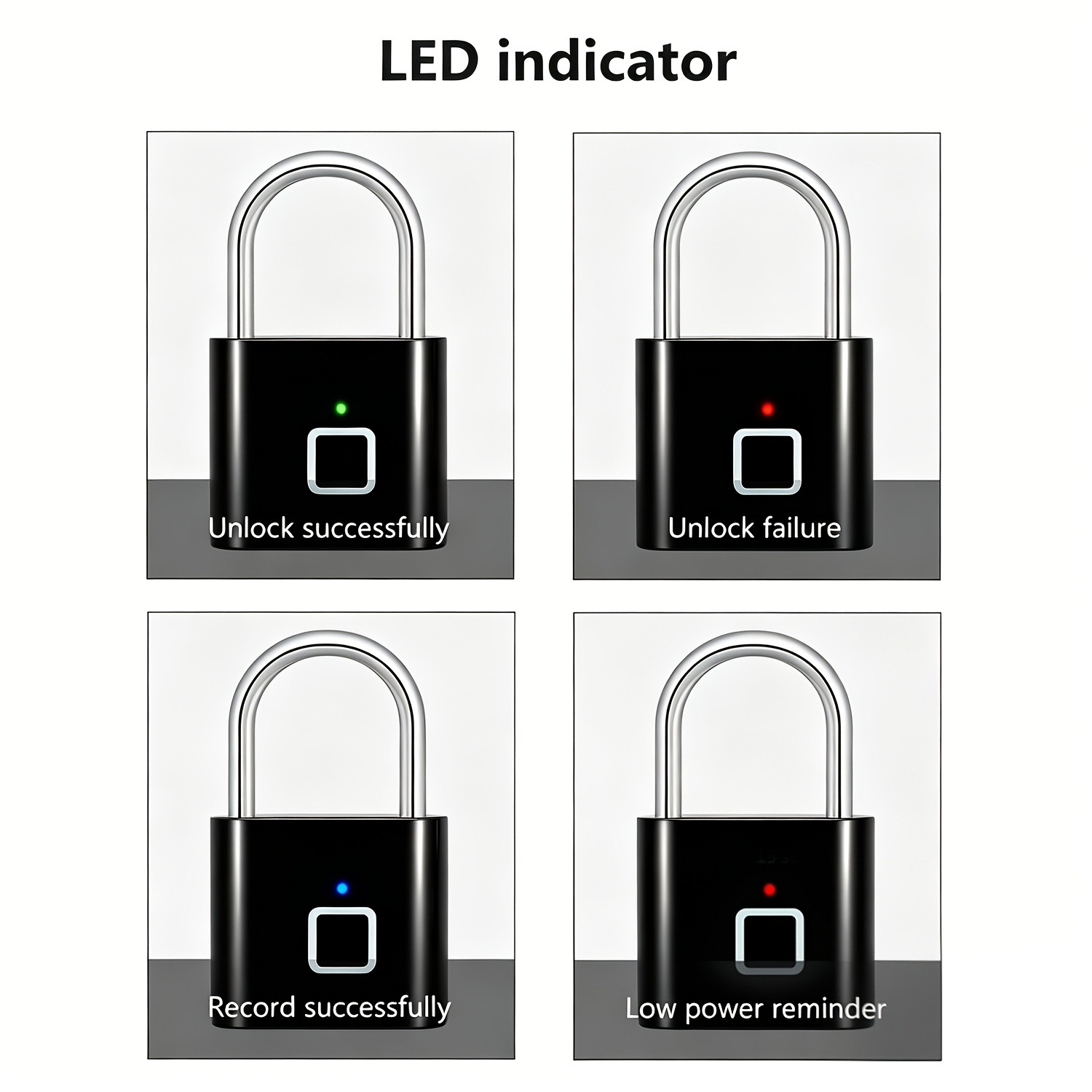 Smart Fingerprint Lock with Retractable Rope, 2pcs