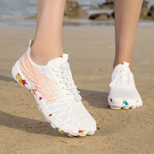unisex quick dry breathable water shoes with non slip eva sole geometric pattern for swimming hiking yoga outdoor activities lightweight fabric beach sandals swimming footwear airflow enhancing design