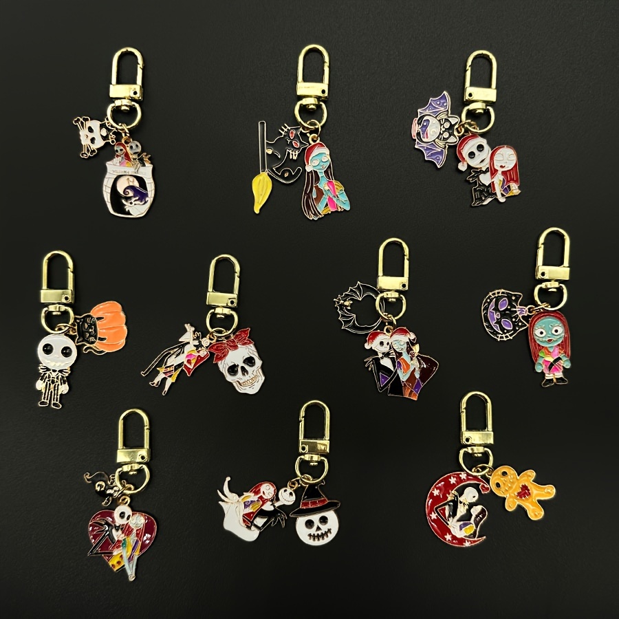 

10pcs Skull & Zombie Keychain Set - Cute Alloy Charms For Bags, Backpacks & Car Keys - Favors & Gifts, Creative, Fashion Accessories