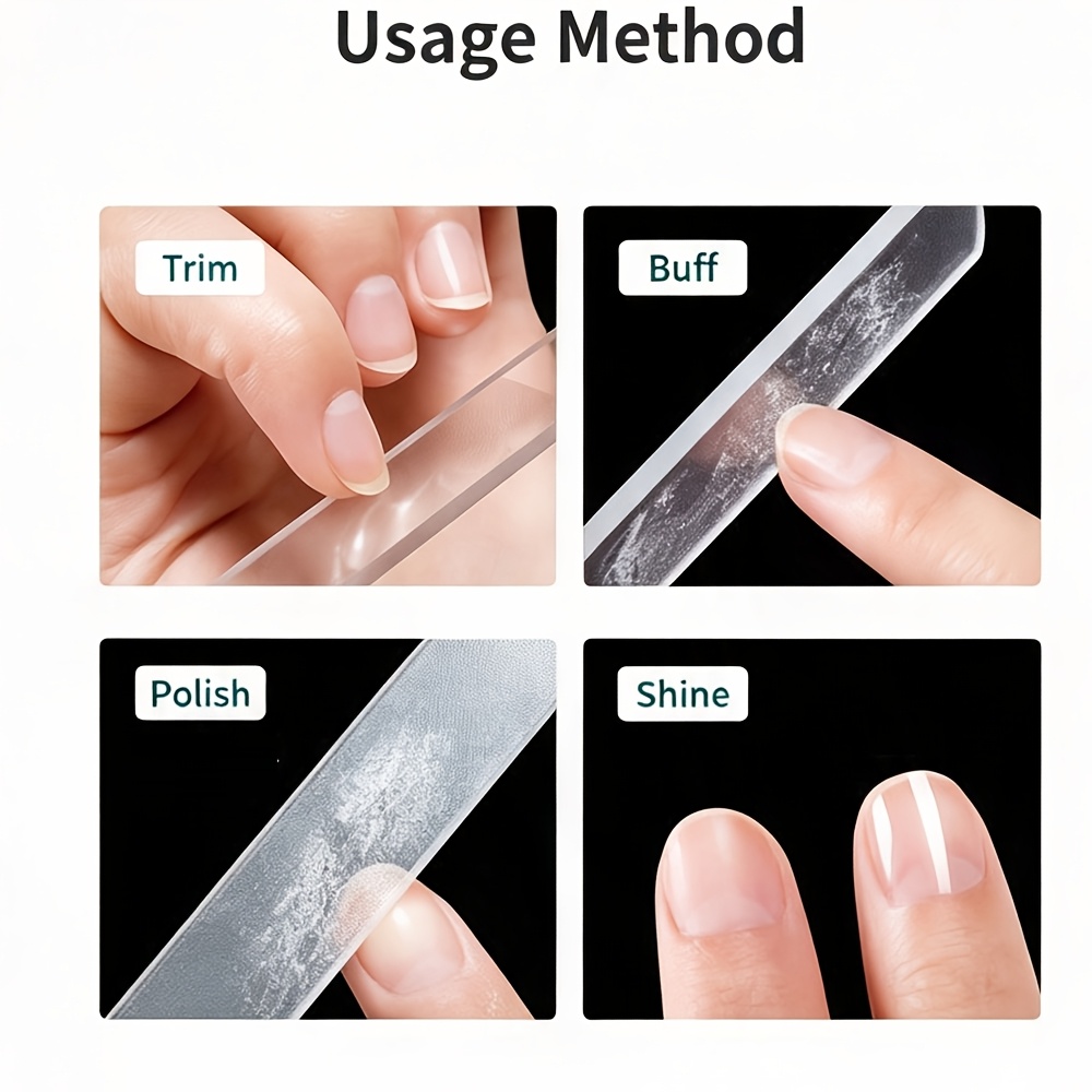2pcs Set Glass Nail File, Pointed and Square Nail Buffer