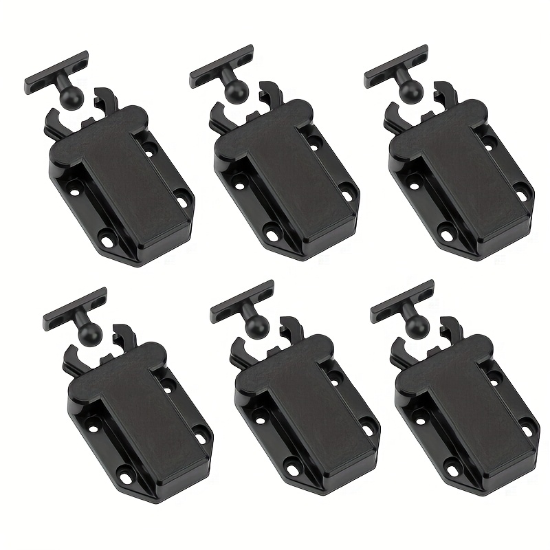 6 Pack Push To Open Cabinet Door Catches With Strong , Plastic Material With Hardware, Brown 55mmx42mm With 17mm Door Stop