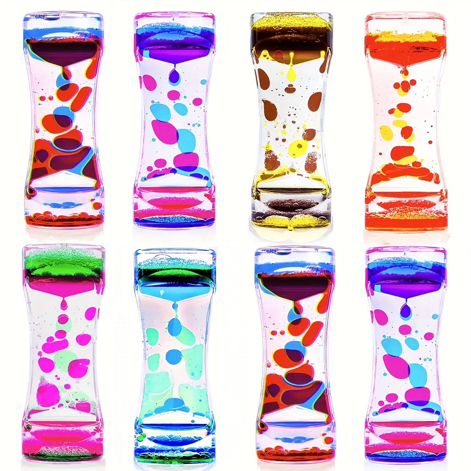 Liquid Kids Toys Motion Bubbler Timer Pack Of 6/12 Colorful Hourglass Liquid Bubbler Sensory Toy Anxiety Toys Children Activity Calm Relaxing for Kids Teenager Adults Local Warehouse