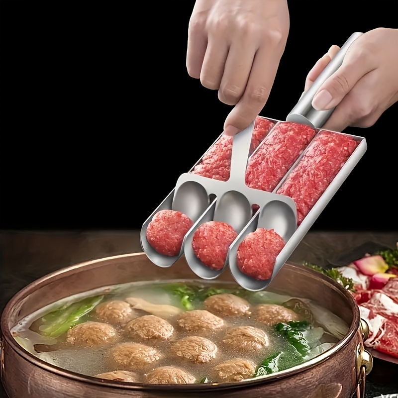 1 stainless steel non stick triple meatball maker food contact safe rv kitchen appliance easy meatball   tool no charge  