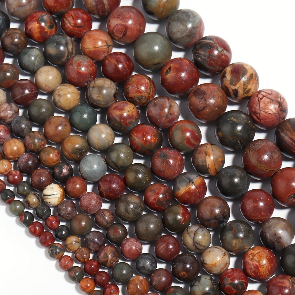 TEMU Natural Picasso Jasper Beads, Decorative Beads, With Marble And Striped Patterns, Suitable For Making, Rings, Earrings, Necklaces, And Bracelets