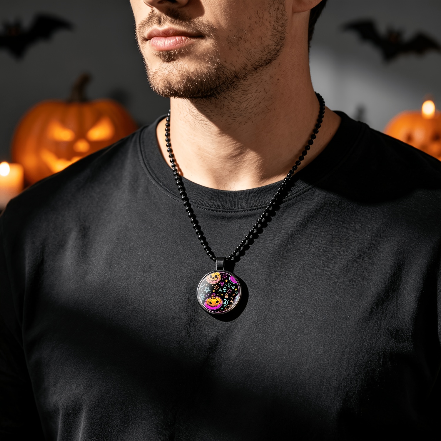 Men's 3pc Metal Ornament Set with Halloween Theme