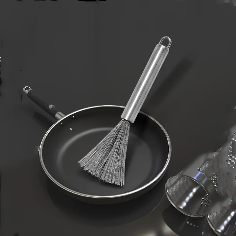 a long handled kitchen brush for cleaning pots and pans with multiple functions and made of stainless steel details 5