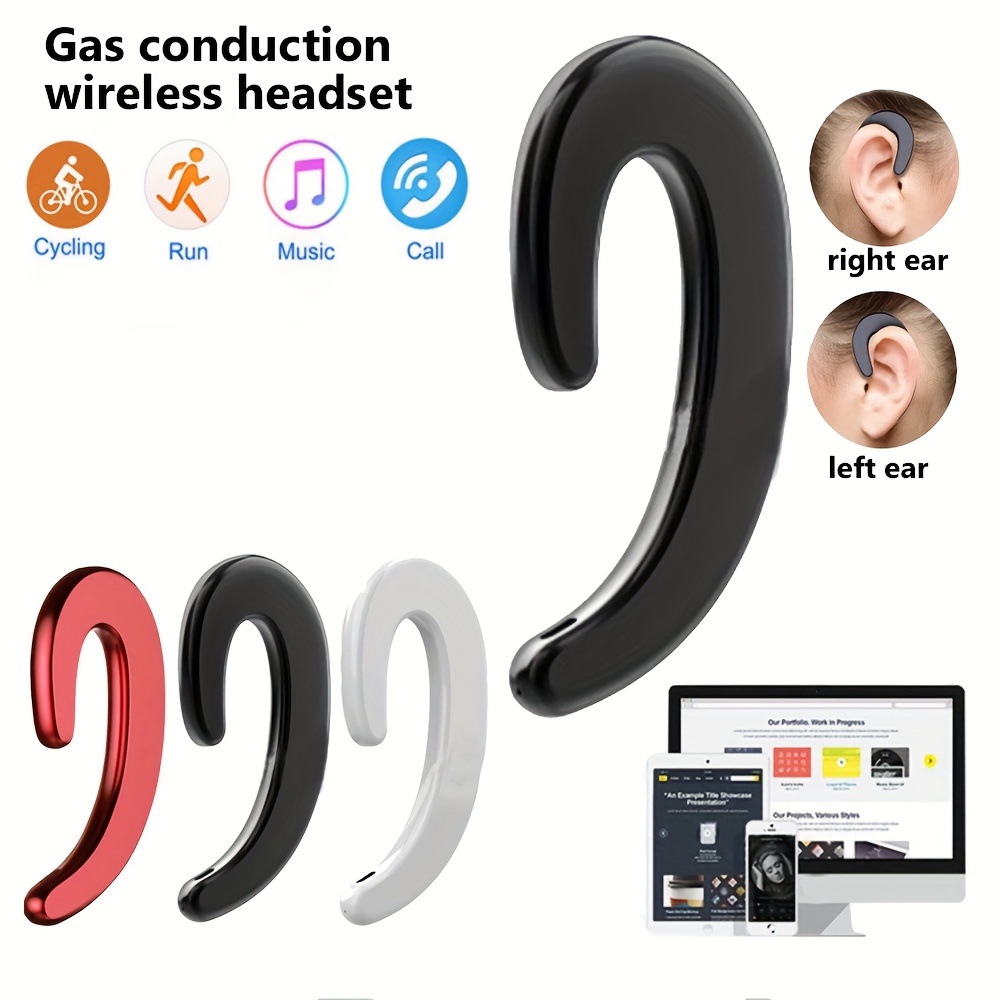 

Wireless Single Ear Hook Headphone With Microphone, Rechargeable Lithium Battery-polymer, Hands-free, Lightweight, Pain-free Design For Business, Office, And Sports Use