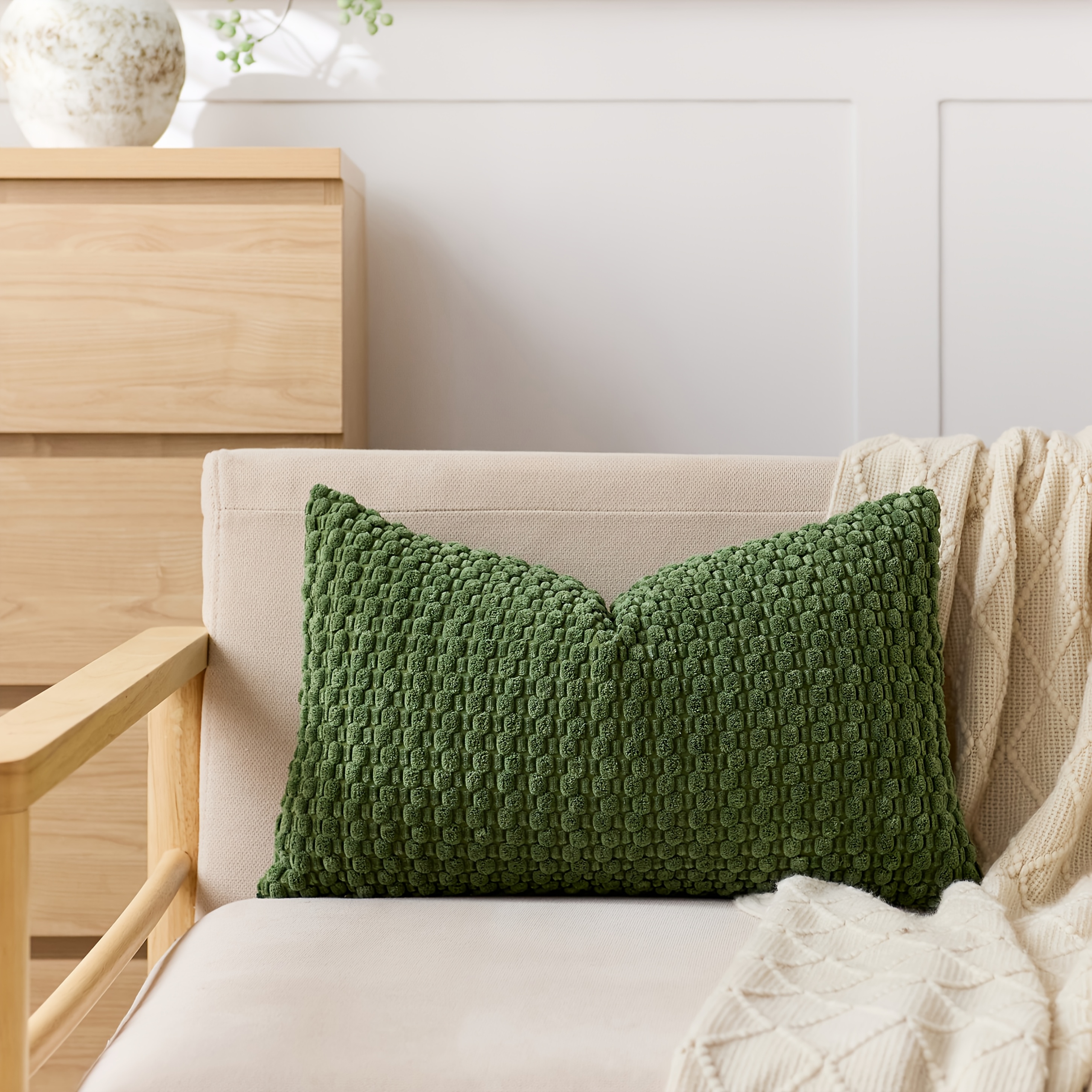 TEMU 1pc Pack, Extra-long Corduroy Bubble Grain Pillowcase, Soft And Skin-friendly Fabric, With Invisible Zipper Closure, Machine Washable, Suitable