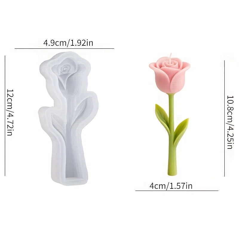 TEMU 1pc Single Branch Flower Silicone Mold, Rose/tulip/lavender/hyacinth Shape, Scented Candle/soap, Resin Ornament Craft, Birthday Holiday Gift,