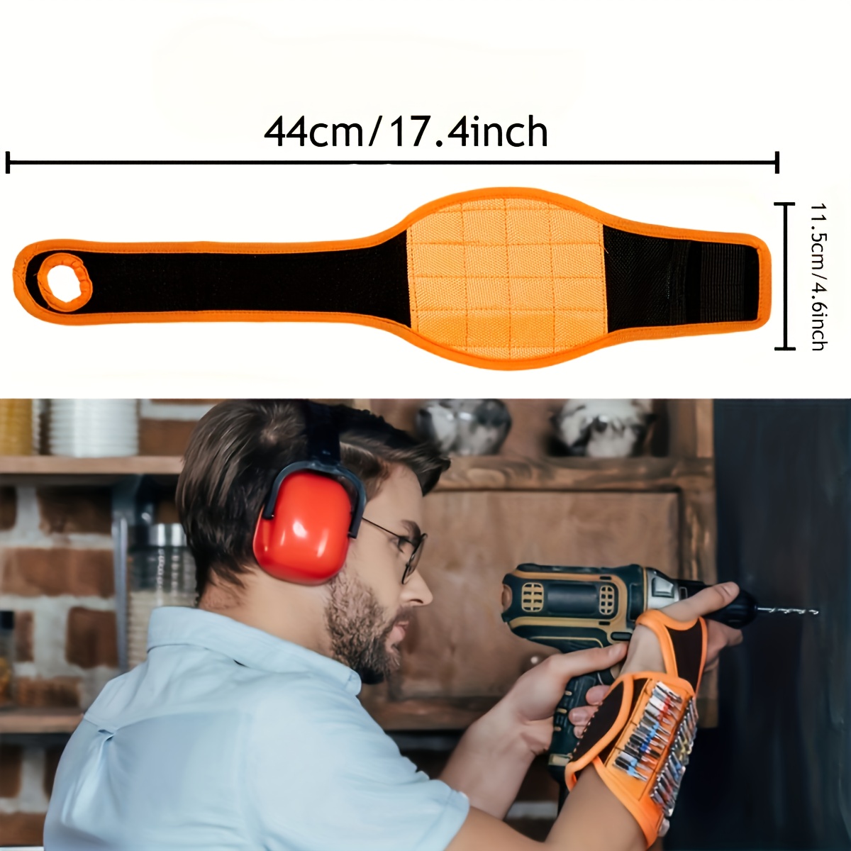 magnetic wrist with magnetic tool holder tool free magnetic attachment heavy duty fabric with electricians diy car repair model building screw nail bit storage wrist tool free compatible with blue coded Product details 2
