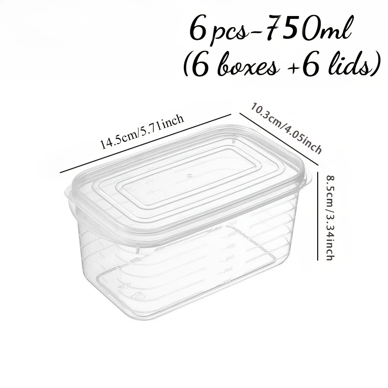 TEMU 6pcs Set: 6 Containers + 6 Lids, Airtight Food Storage Containers | Leak-proof, Stackable, Microwave-safe. Suitable For Fridge And Freezer
