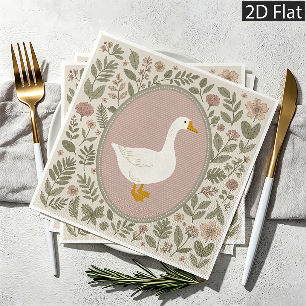 TEMU 20pcs 2d Flat Disposable Paper Napkins, Cartoon Pink Striped Oval Frame Green, 2-ply For Extra Durability - Weddings, Birthdays & Celebrations,