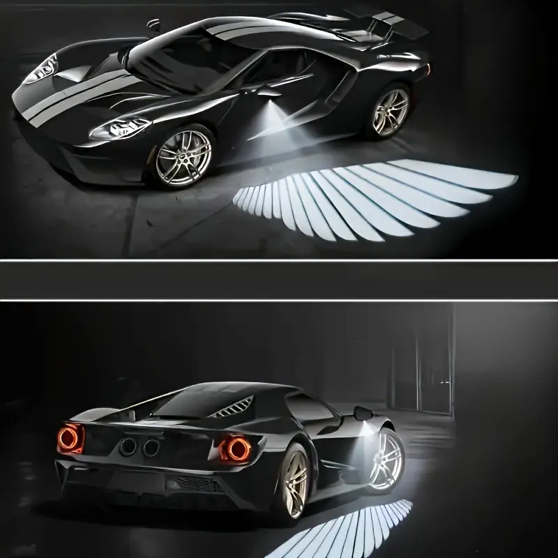2 pack brand new high definition adjustable angle led lens welcome effect light with turning effect wings flashing 12v room line unlocks the car and automatically lights up suitable for sedans suvs and commercial vehicles without battery details 2