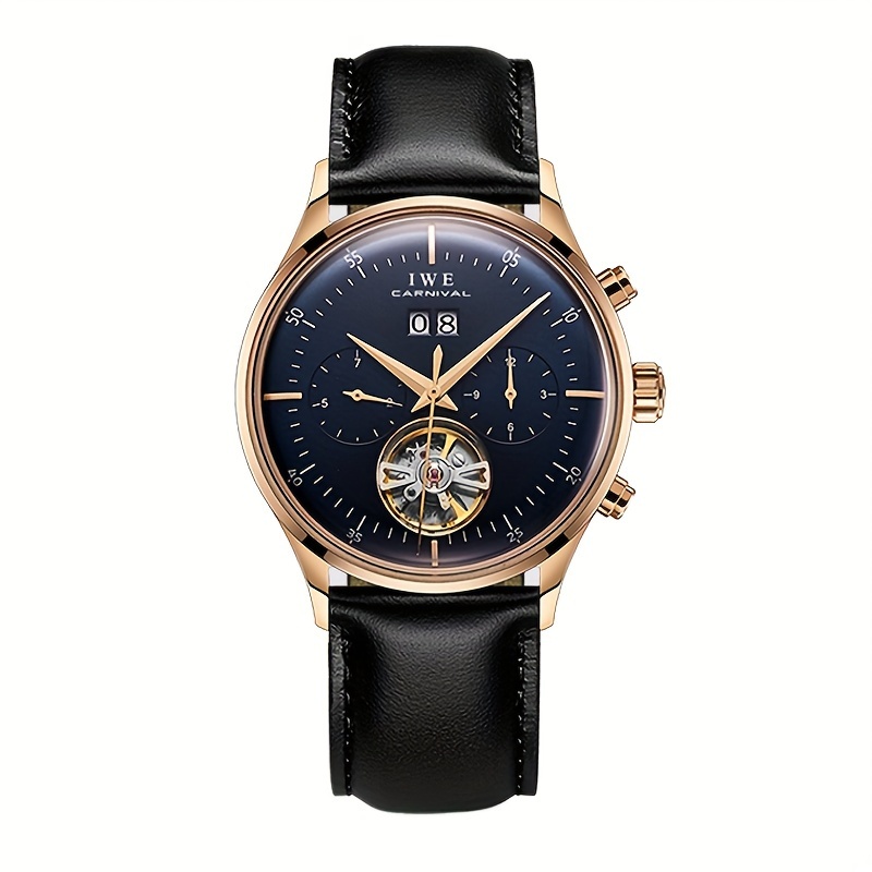 Men's Multifunctional Mechanical Watch, Ultra-thin Stylish Automatic Winding Wristwatch, Perfect For Holiday Gifts, Without Battery
