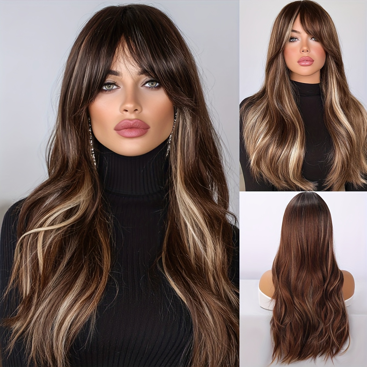 Women' Caramel Brown Curly Wig Suitable For Daily Wear, Cosplay & Parties - -resistant Fiber Hairpiece With Highlights, For Volume, Wig Accessories For Birthday Gifts, Suitable For