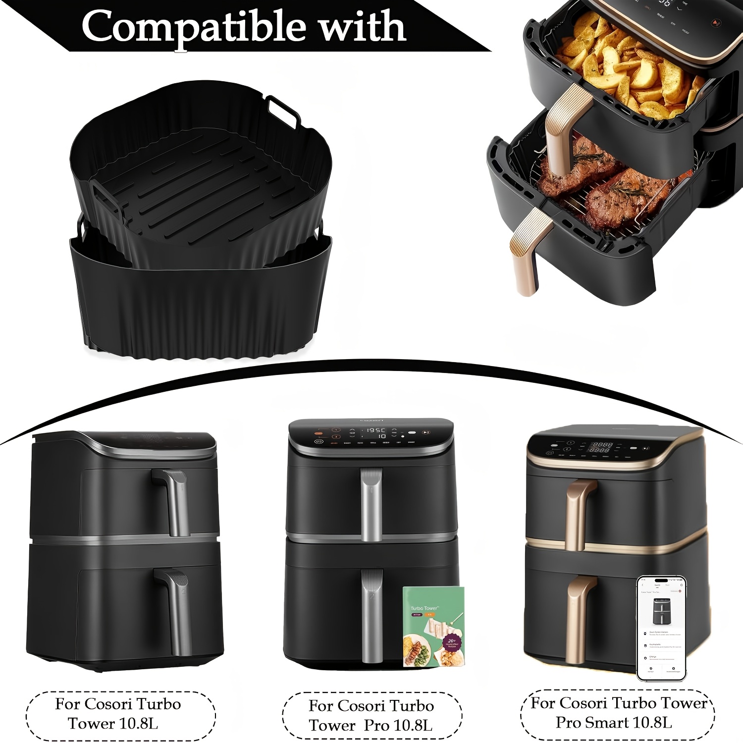 Silicone Mould Airfryer Additions For , For Pro & Smart 10.8l Silicone Mould Hot Air Fryer 2 Chambers For Dc111, Dc112 & Dc113s