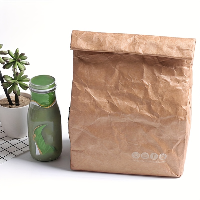 

Reusable Insulated Brown Paper Lunch Bag With Aluminum Foil Lining - Leakproof & Tear-resistant, Perfect For Office, School, Picnic, Beach Bbq | 9.84" X 7.87" X 4.33