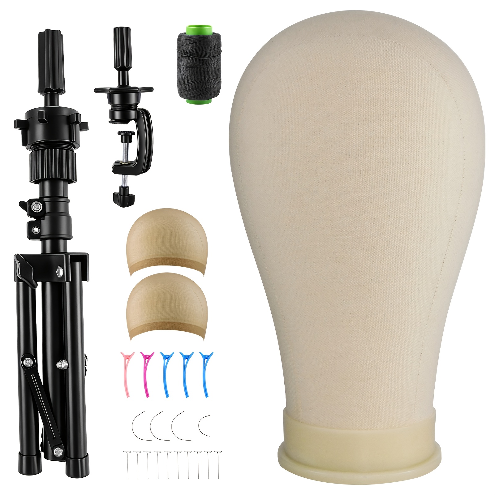 TEMU Wig Stand Tripod Featuring A Head, 22-inch Mannequin Head For Wigs, Complete With An Adjustable Tripod Kit, Canvas Head For Wig Creation ,