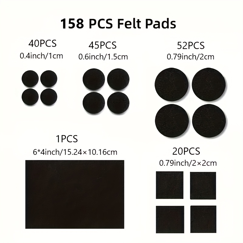 Image of Felt Furniture Pads For Hardwood Floors - 158pcs Premium Chair Leg Felt Pads, Scratch Protection For Furniture And Floors, Black