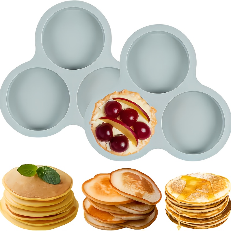 Image of 2pcs/1pc Reusable Silicone Molds, 3-link Round Dessert Trays, Cake Molds - Microwave, Air Fryer And Oven Safe, Perfect For Hamburgers, Pancakes, Egg, Mini Cakes, Silicone Baking Molds