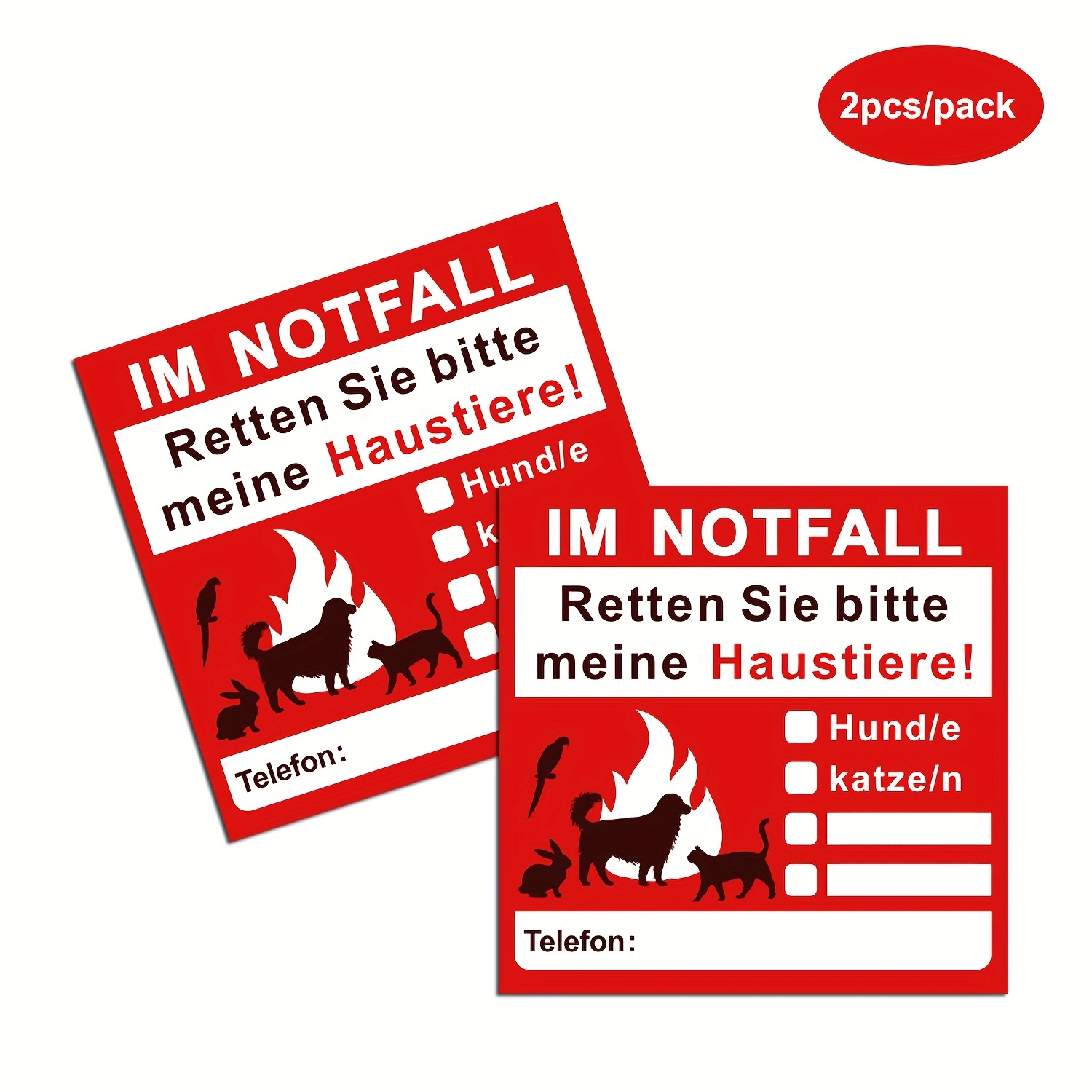Image of 2pcs Per Pack, 3.54 By 3.54 Inches, 9 By 9 Cm Labels. Pets Are . Our Pets In Emergencies Like Fires And . Pvc And Sun-resistant Adhesive Labels