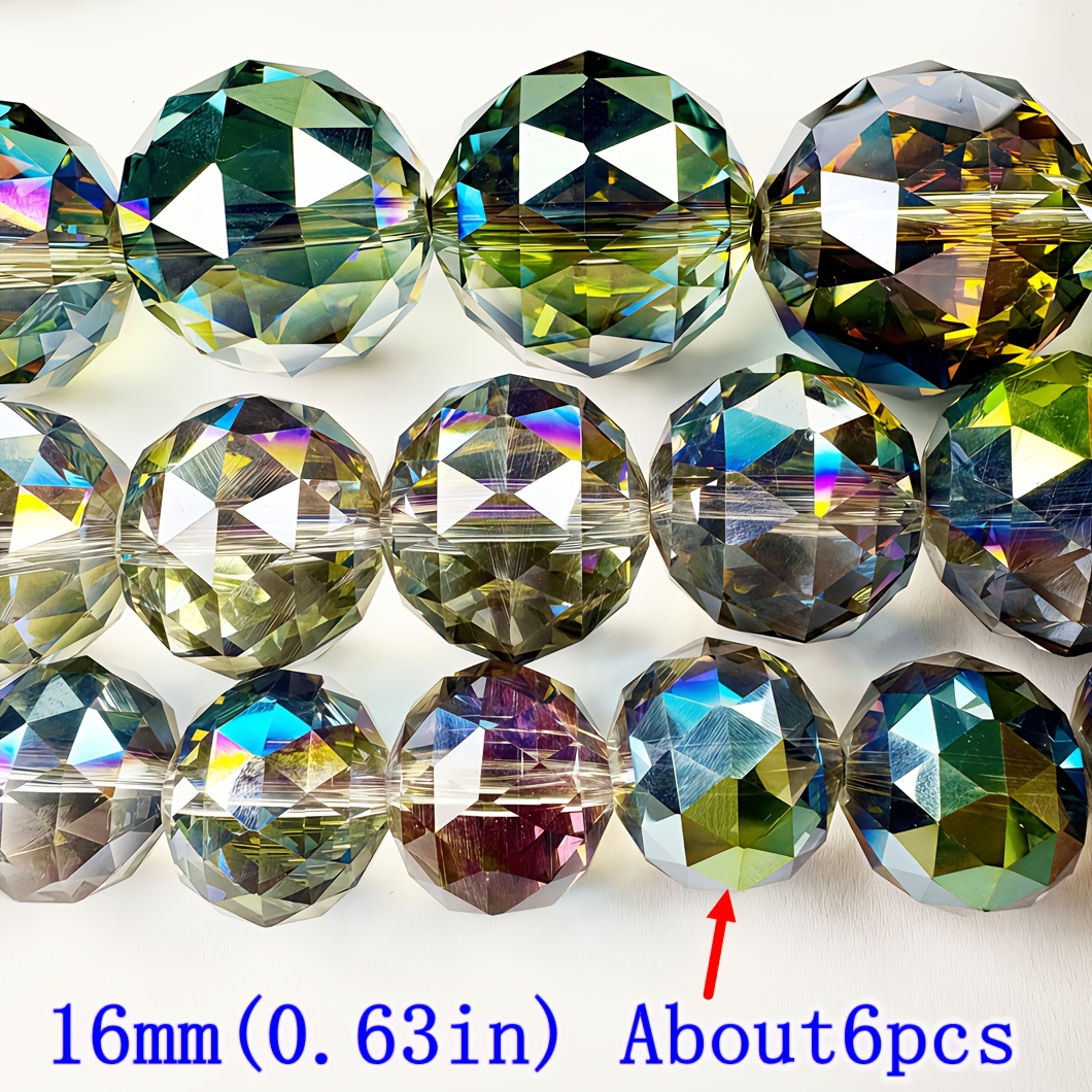 TEMU 25/20/16mm Luxurious Pinkish-green Crystal Large Artificial Ball Beads | 2/3/6pcs Sparkling Multi- Drilled Loose Beads | For Handmade Necklace,