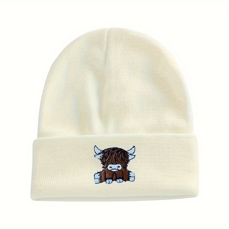 Berretto Invernale Lavorato A Maglia Con Ricamo Mucca Scozzese Delle Highlands - Unisex Adulto, Regalo Divertente - 3