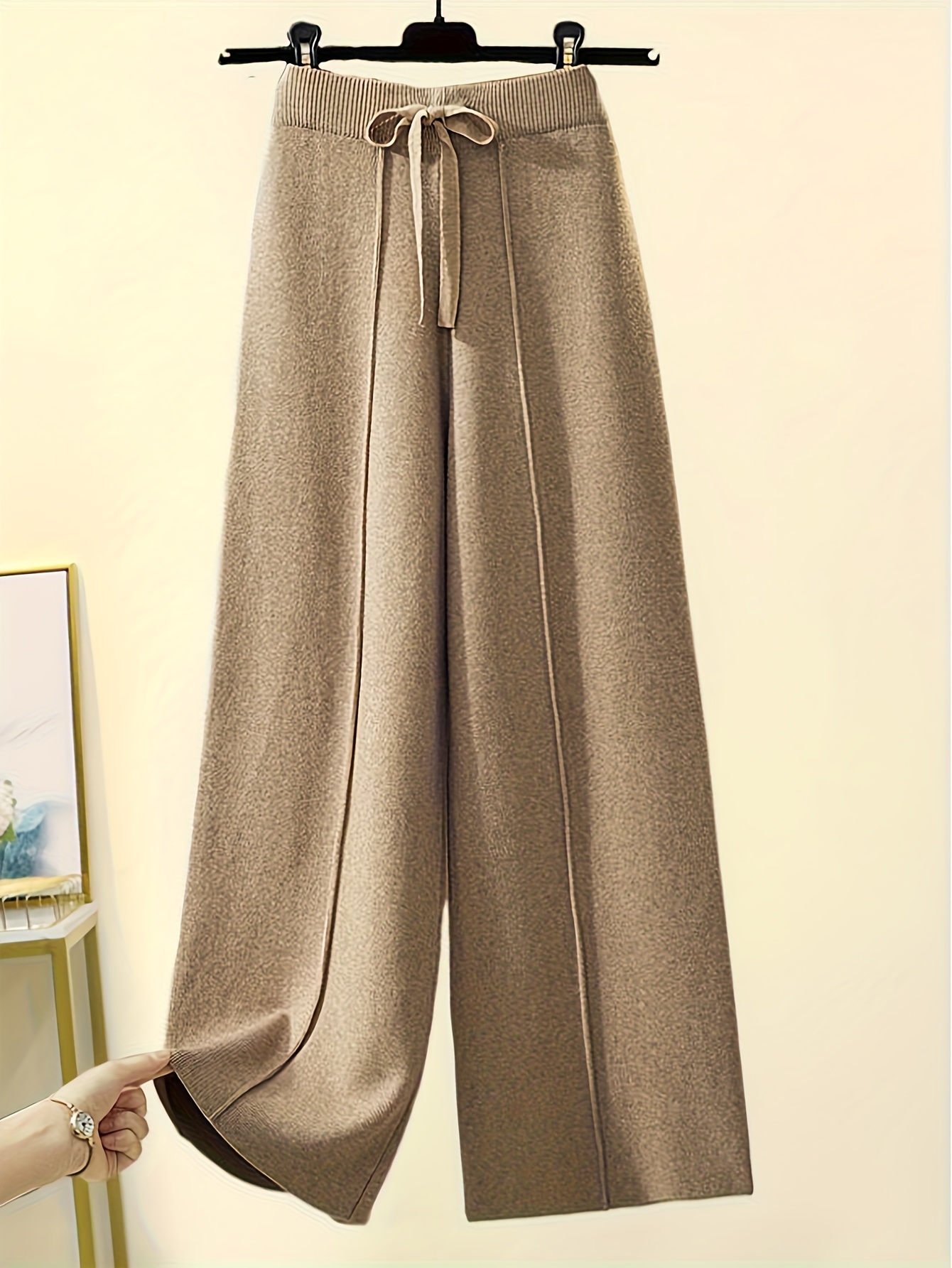 Image of the straight-leg khaki pants showing the cut and fabric texture