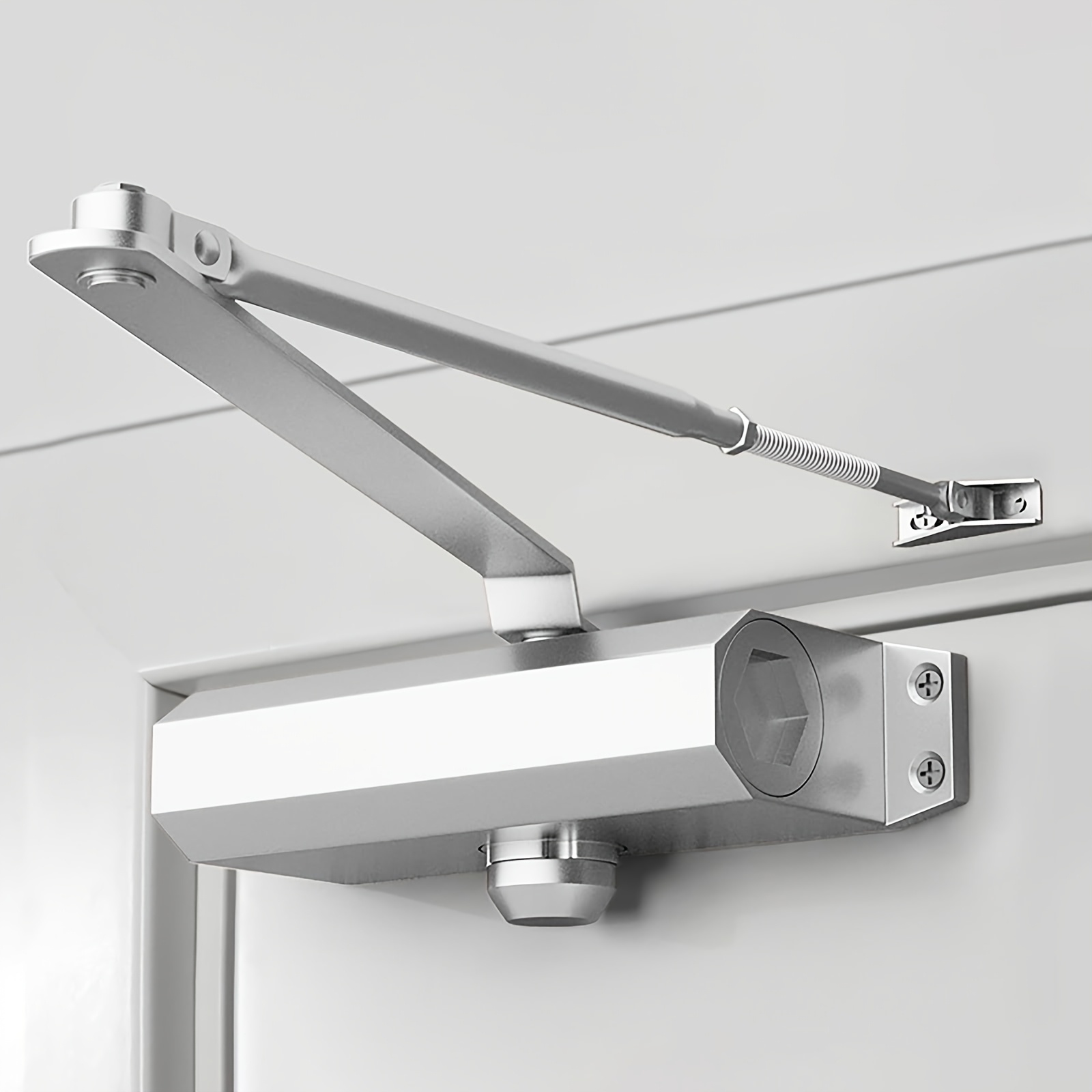 1pc heavy duty automatic door closer safety spring stopper adjustable quiet close     uncharged commercial grade for fire rated doors