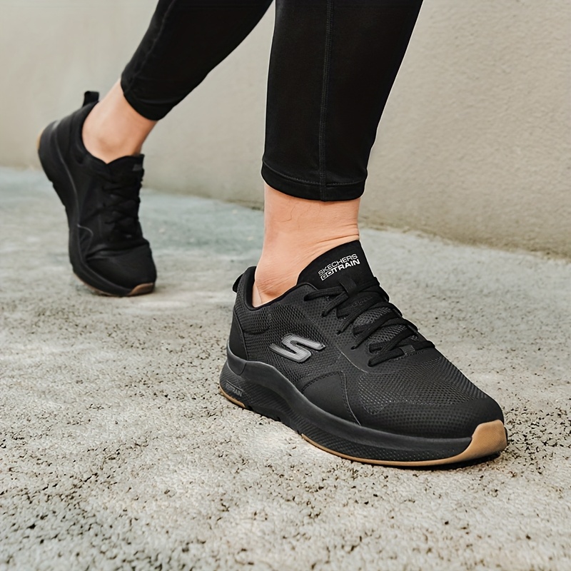 Skechers Men'S Running Shoes Black Mesh Breathable Sports Shoes Fashionable Lightweight Anti-Slip Casual Shoes Net 220161-BB