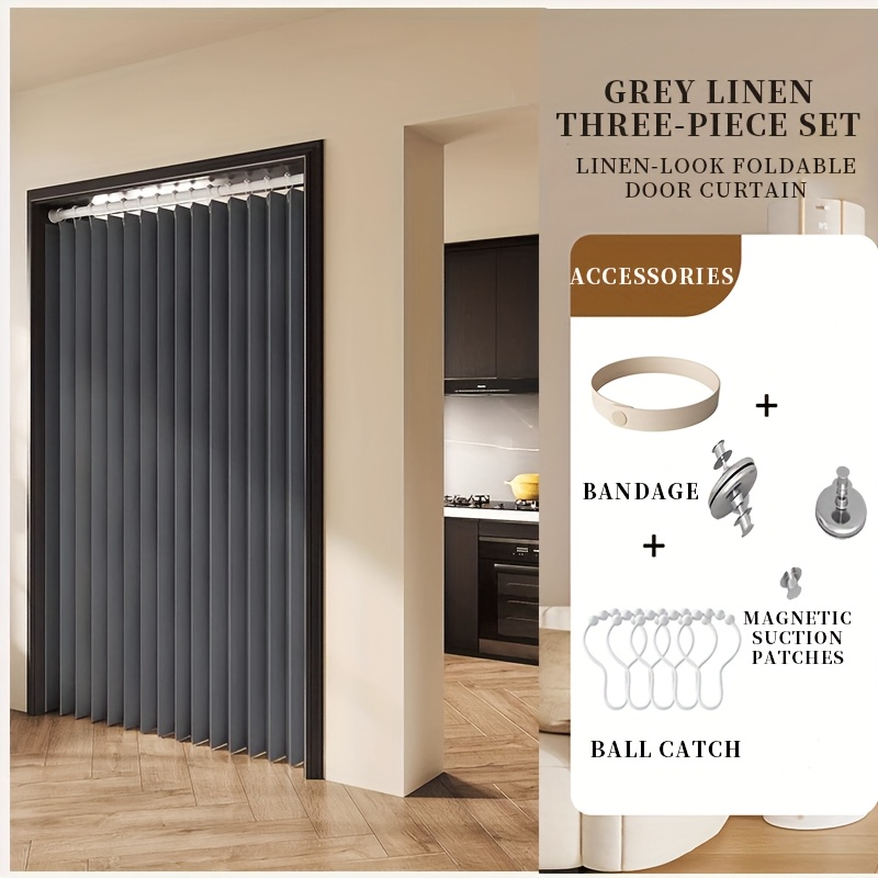 TEMU Rideau de porte accordéon magnétique, pliable pour salon, chambre à coucher, cuisine, etc. - Entretien facile, décoration intérieure toutes ,
