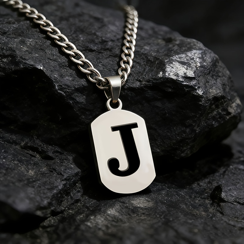TEMU 26 Simple Square Letter Pendant Necklaces, Minimalist And Style, Fade-resistant, For Daily Commuting, Couples And , Everyday Gifting