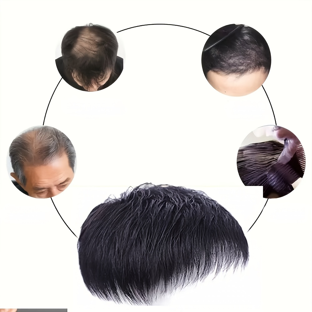 

Men's Invisible Hair Topper - Short, Straight Synthetic Hair For Thinning & Coverage, , & Washable