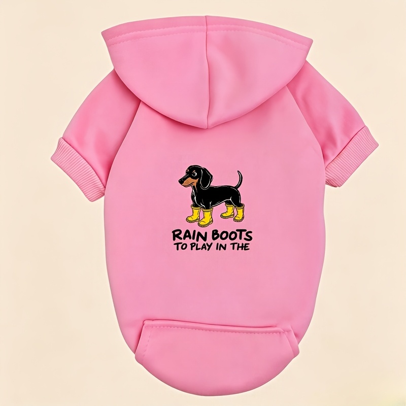 Yellow Rain Boots Dachshund Print Pocket Sweatshirt