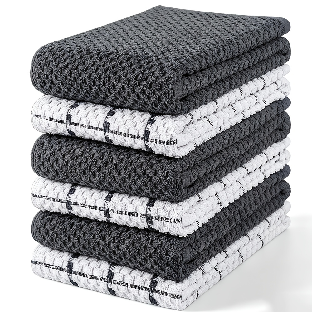 Avvmmkr Dishcloths 6-pack - 15x25 Inch High Absorbency Kitchen Towels Suitable For Dishwashing, Hand Drying, Cleaning - Waffle Texture, Hand Wash Only, & Space-