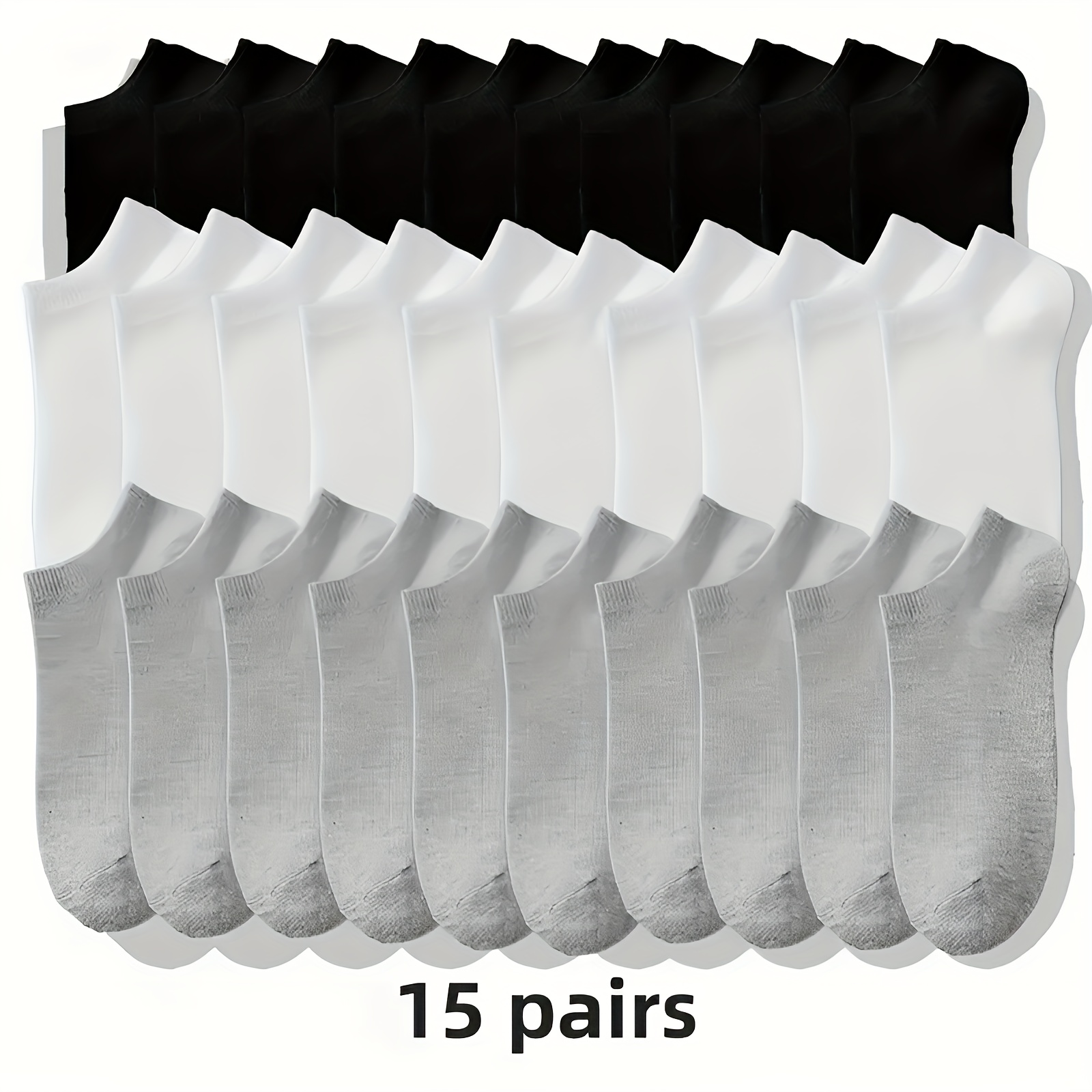 

15pcs Ultra-thin Mesh Breathable Socks - Soft, Stretchy & Sweat-absorbent For All , Solid Color, Casual, Comfortable