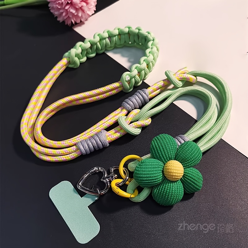 TEMU Cordón para teléfono con cuerpo largo floral , cordón desmontable tejido a , cuerda colgante anti-pérdida para viajes al