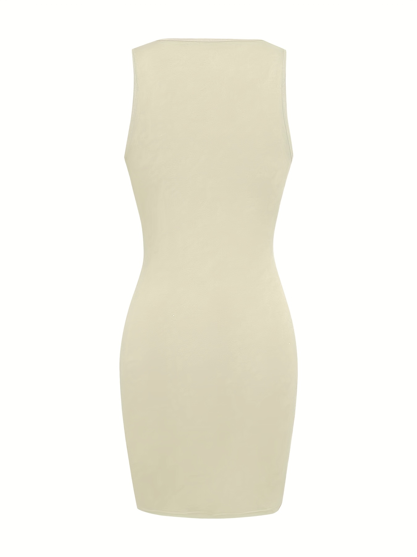 Women's Sleeveless Round Neck Mini Dress - Solid Color Stretchy, Machine Washable, All-Season Versatile Casual to Formal Wear, Dress Mini, Construction