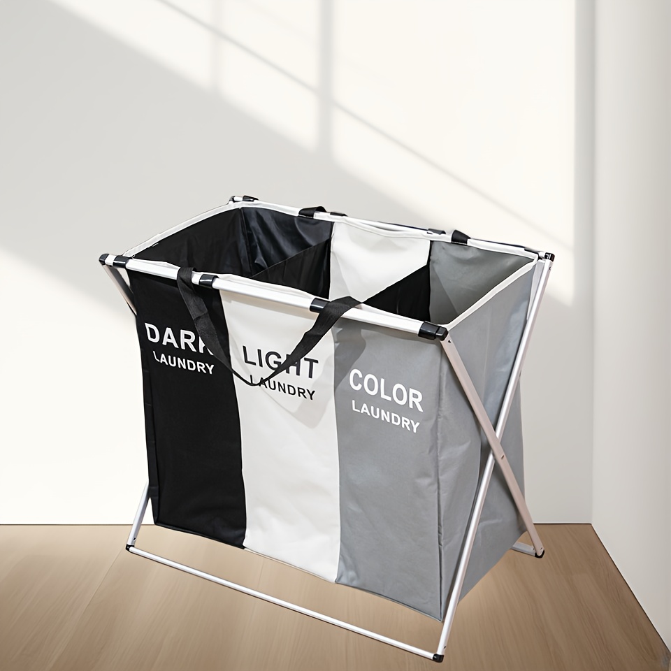 

1pc Collapsible Waterproof Laundry Hamper, With Aluminum Frame, Large Capacity Dirty Clothes Storage Basket, Home Dormitory Laundry Basket - Easy To Clean And Organize