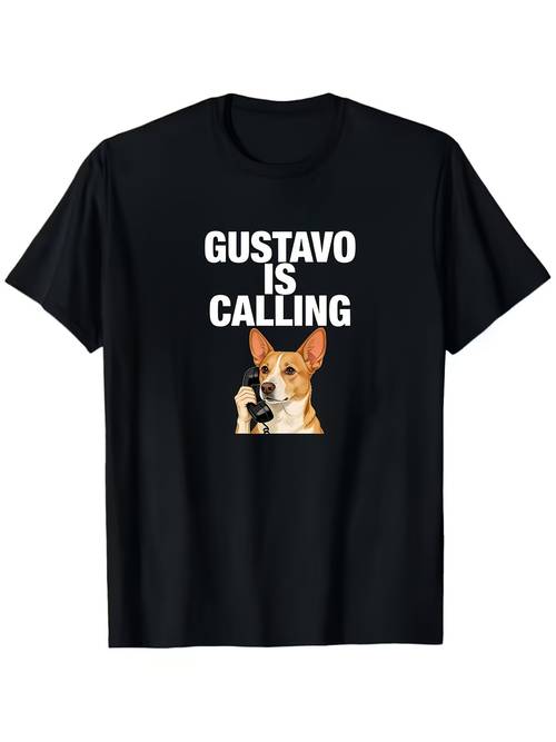 internet dog up the phone graphic print t shirt great gift for brother comfortable breathable knit fabric regular